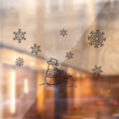 Sneeuwman en hond in sneeuw raamsticker (Vel 2)