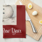 sneeuwman en hondenkeukenhanddoek theedoek (Quarter Fold)