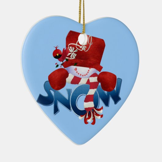 Sneeuwman en kardinaal 2 Keepsake Ornament (Rechts)