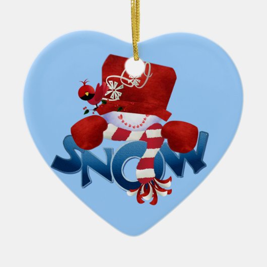 Sneeuwman en kardinaal 2 Keepsake Ornament (Voorkant)