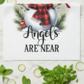 Sneeuwman en kardinaal met citaat van Angel Theedoek (Gevouwen)