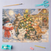 Sneeuwman en katjes versieren kerstboom tissuepapier (Craft)