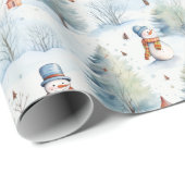 Sneeuwman en kerstbomen cadeaupapier (Rol Hoek)