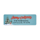  sneeuwman en kerstbomen etiket (Voorkant)