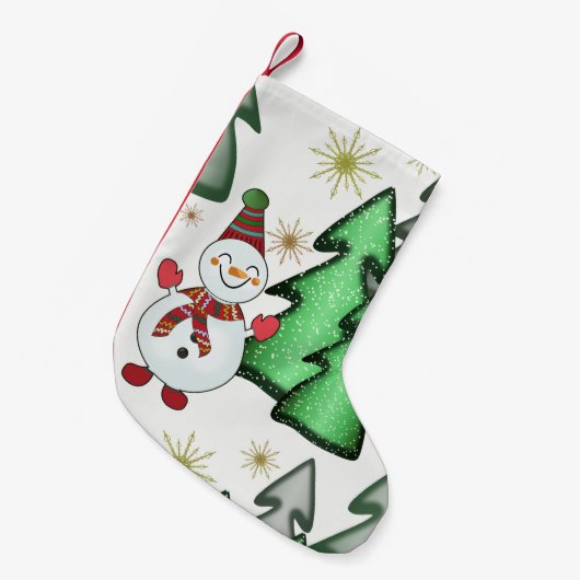 Sneeuwman- en kerstbomen. kleine kerstsok (Voorkant (Hangend))