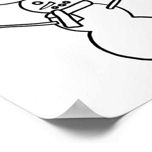 Sneeuwman en kerstbomen schetsen Poster (Hoek)