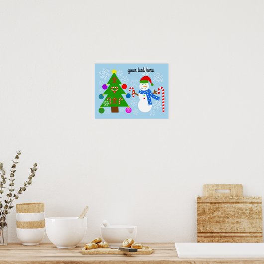 Sneeuwman en kerstboom #2 Poster (Keuken)