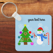 Sneeuwman en kerstboom #2 Sleutelhanger (Voorkant)
