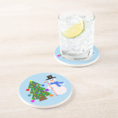 Sneeuwman en kerstboom #3 Onderzetter (Zijkant)