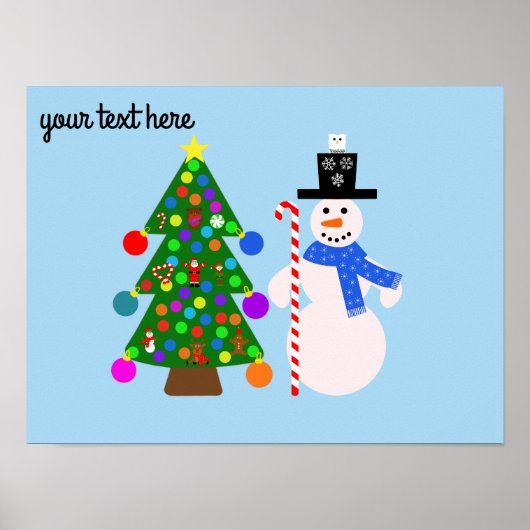 Sneeuwman en kerstboom #3 Poster (Voorkant)