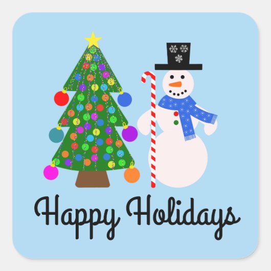 Sneeuwman en kerstboom #4-2 Sticker (Voorkant)