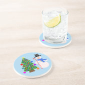 Sneeuwman en kerstboom #4 Onderzetter (Zijkant)