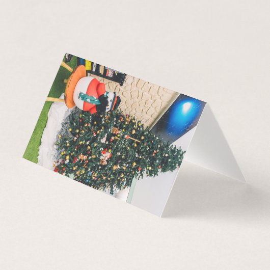 Sneeuwman en kerstboom kaart (Voorkant)