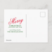 Sneeuwman en kerstboom op een winteravond feestdagenkaart (Achterkant)