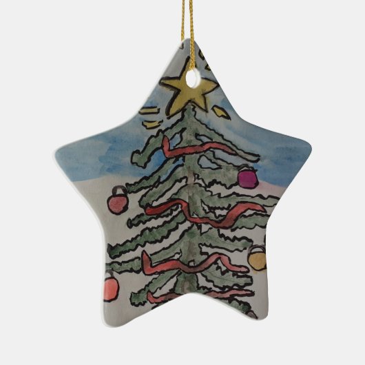 Sneeuwman en kerstboomkeramisch Ornament (Rechts)