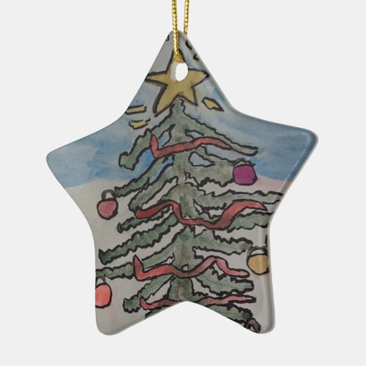 Sneeuwman en kerstboomkeramisch Ornament (Links)