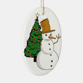 Sneeuwman en kerstboomornament keramisch ornament (Rechts)