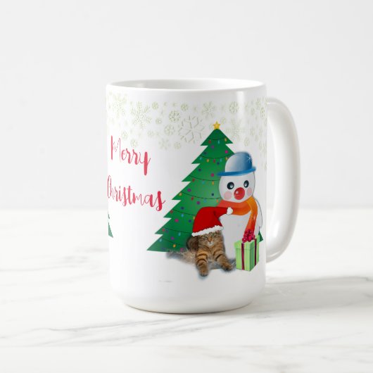Sneeuwman en Kerstkat  Koffiemok (Voorkant rechts)