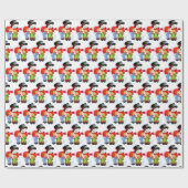 sneeuwman en kinder partij cadeaupapier (Vlak)