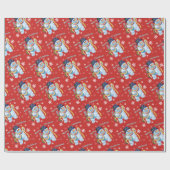 Sneeuwman en klatergoud Kerst glanzend inpakpapier (Vlak)