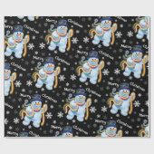 Sneeuwman en klatergoud kerstinpakpapier cadeaupapier (Vlak)