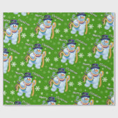 Sneeuwman en klatergoud kerstinpakpapier cadeaupapier (Vlak)