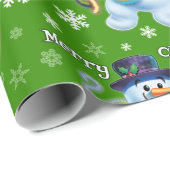 Sneeuwman en klatergoud kerstinpakpapier cadeaupapier (Rol Hoek)