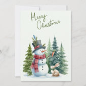 Sneeuwman en konijn vrolijke kerst Kaart (Voorkant)