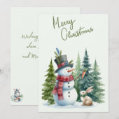 Sneeuwman en konijn vrolijke kerst Kaart (Voorkant / Achterkant)