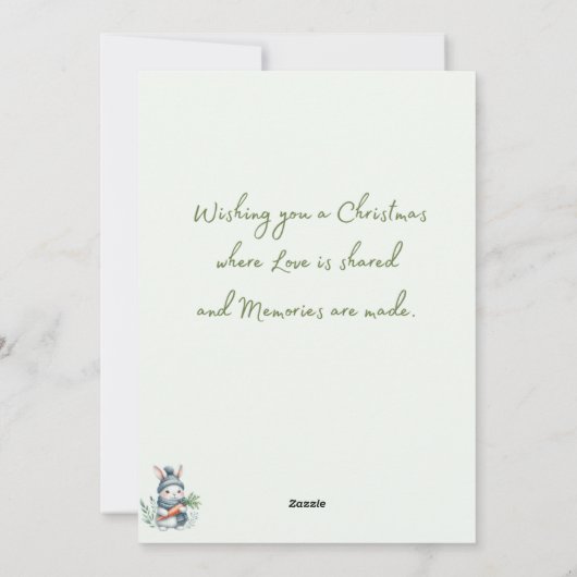 Sneeuwman en konijn vrolijke kerst Kaart (Achterkant)