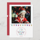 Sneeuwman en licht met foto feestdagenkaart (Voorkant / Achterkant)