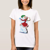 Sneeuwman en meisje dansers Kerst T-shirt (Voorkant)