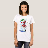 Sneeuwman en meisje dansers Kerst T-shirt (Voorkant volledig)