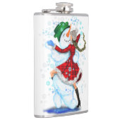 Sneeuwman en meisje dansers kerstfles heupfles (Rechts)