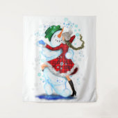 Sneeuwman en meisje dansers Tapestry Wandkleed (Voorkant)