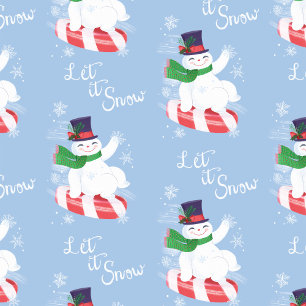Sneeuwman en pepermunt blauw cadeaupapier