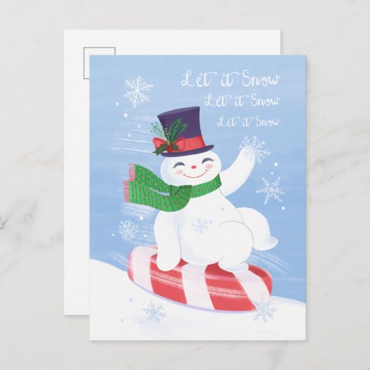 Sneeuwman en pepermunt Briefkaart (Voorkant / Achterkant)