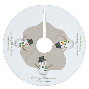 Sneeuwman en personaliseerbare familienaam Kerstmi Kerstboom Rok