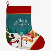 Sneeuwman en pinguïn grote kerstsok (Voorkant)