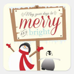 Sneeuwman en pinguïn Kerst stickers