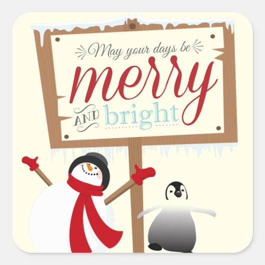 Sneeuwman en pinguïn Kerst stickers (Voorkant)