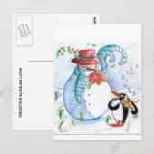 SNEEUWMAN EN PINGUÏN'S WINTERSERENADE BRIEFKAART (Voorkant / Achterkant)