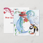 SNEEUWMAN EN PINGUÏN'S WINTERSERENADE FEESTDAGENKAART (Voorkant / Achterkant)