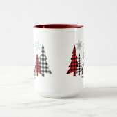 Sneeuwman en plaid kerstboom - Gezellig winterschi Mok (Midden)