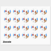 Sneeuwman en rendier ronde sticker (Vel)