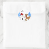 Sneeuwman en rendier ronde sticker (Tas)
