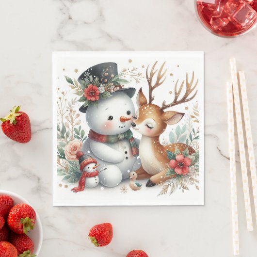 Sneeuwman en rendiervrienden servet (Insitu)