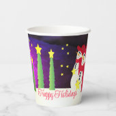 Sneeuwman en rode sjaals papieren bekers (Achterkant)