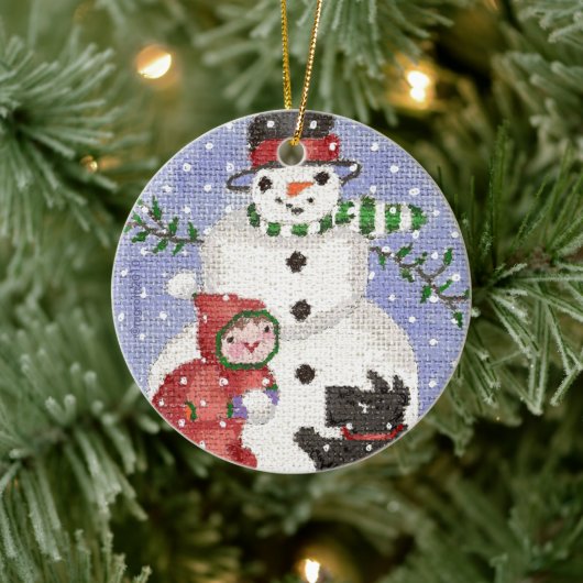 Sneeuwman en Scotty ornament (Boom)