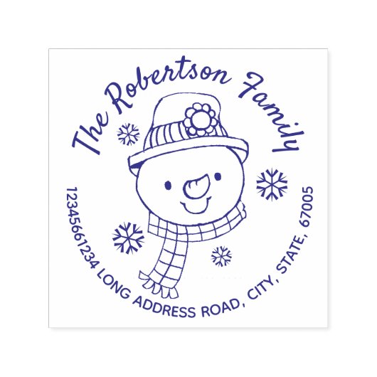 Sneeuwman en Sneeuwvlokken Kerst Retouradres Zelfinktende Stempel (Design)